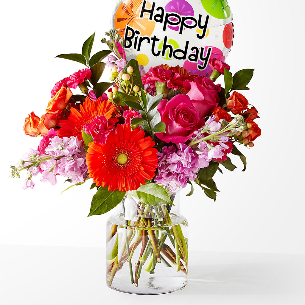 Fiesta Bouquet with Birthday Balloon – Citiflowers, Silver Spring MD