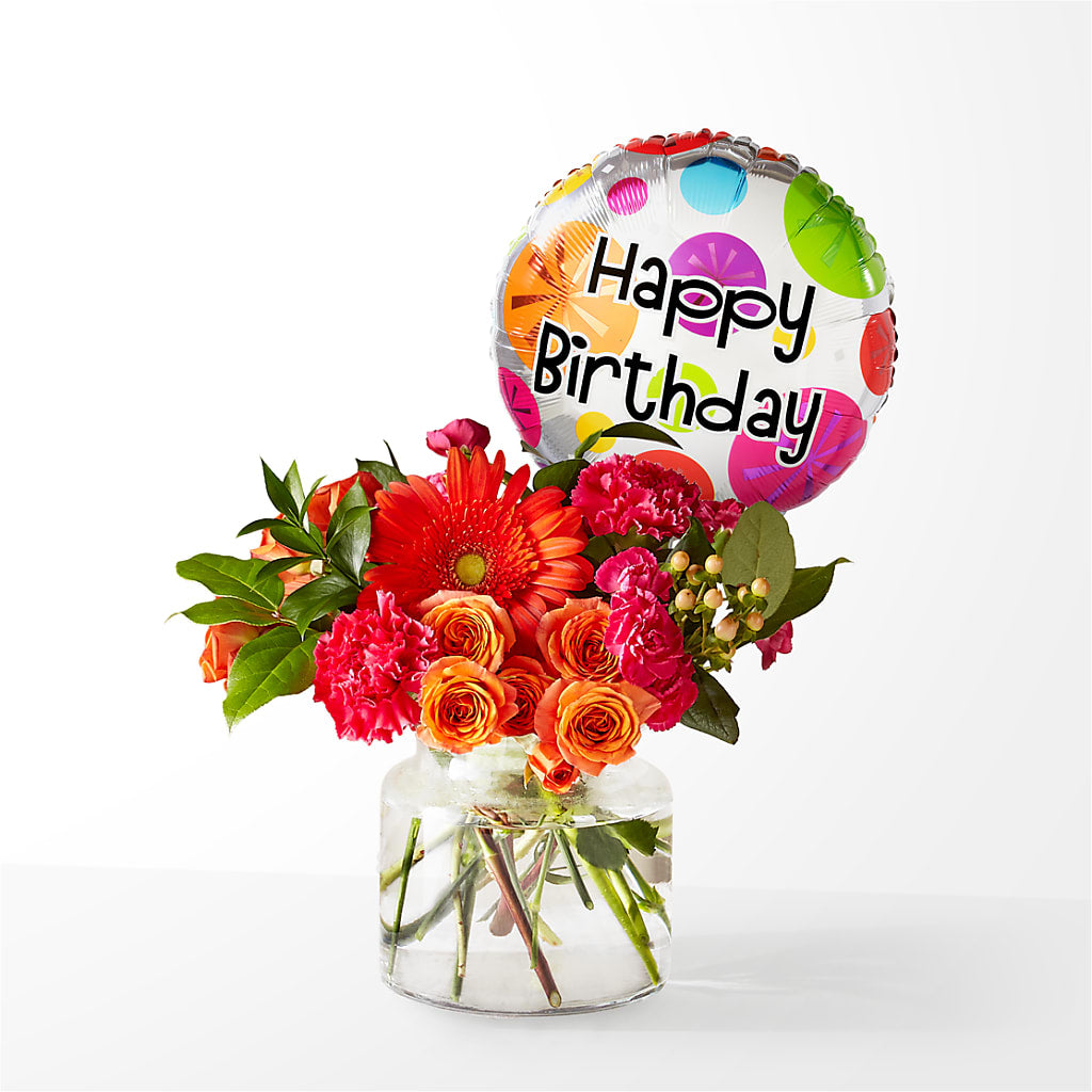 Fiesta Bouquet with Birthday Balloon – Citiflowers, Silver Spring MD