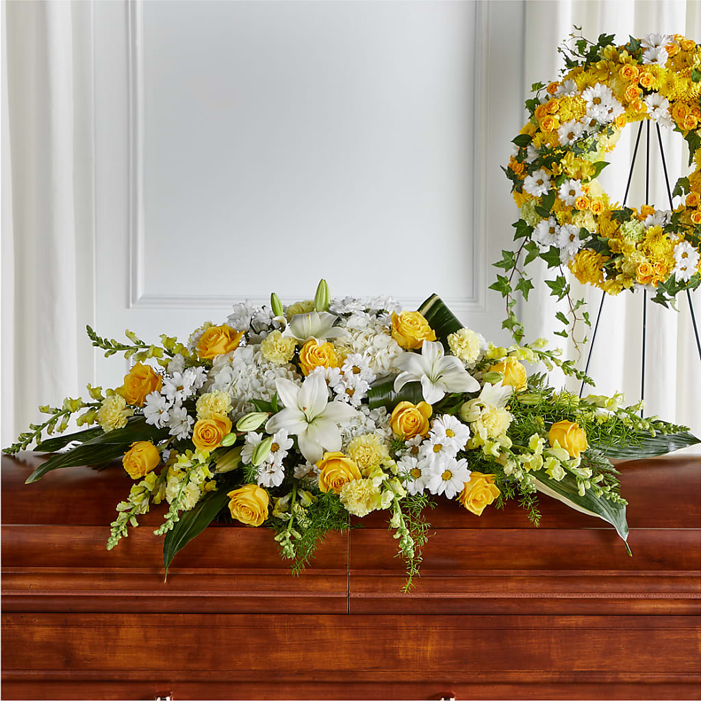 Golden Harmony Casket Spray – Citiflowers, Silver Spring MD