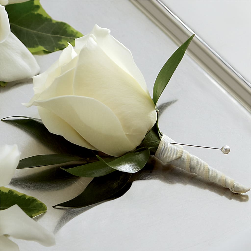 White Rose Boutonniere – Citiflowers, Silver Spring MD