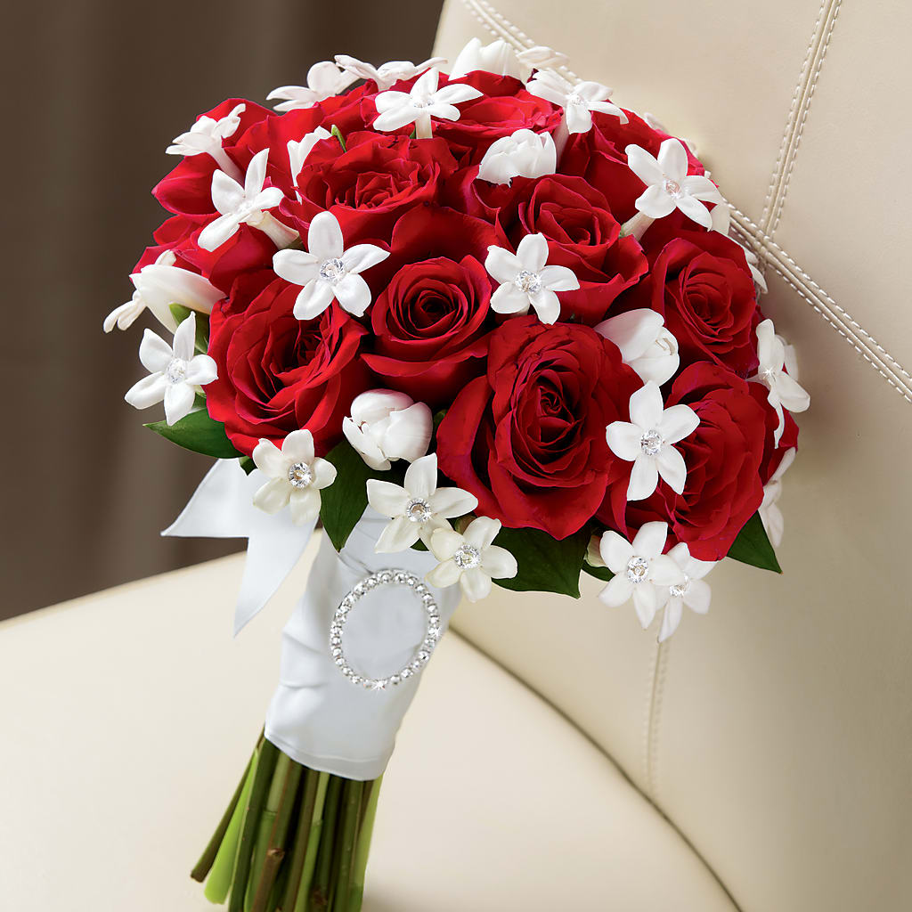 wedding bouquets with red roses and white lilies Poetry Bouquet