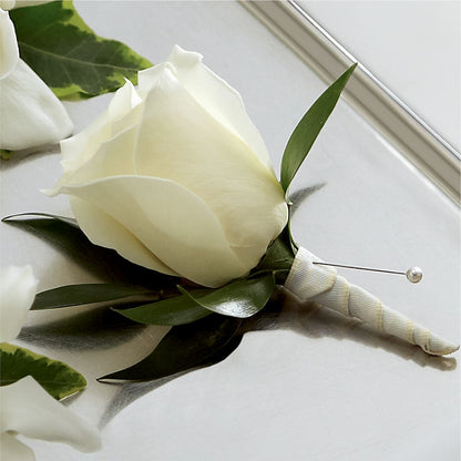 White Rose Boutonniere –  Citiflowers, Silver Spring MD